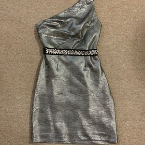 Allen B. By Allen Schwartz Metallic One Shoulder Dress